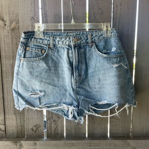 High waisted distressed cut off denim shorts size 10